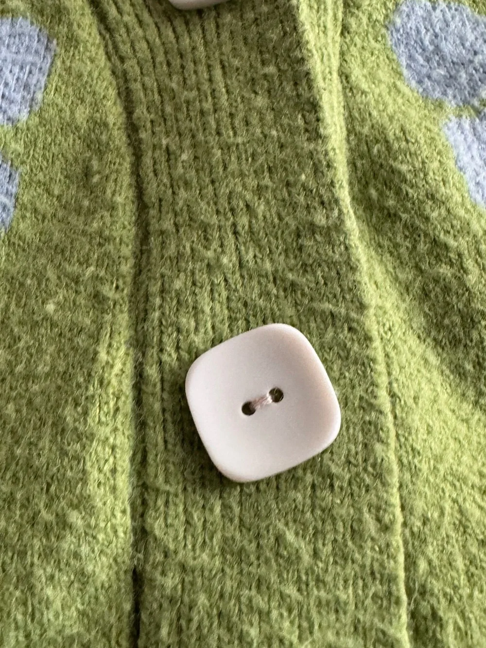 Green Daisy Button Cardigan Sweater